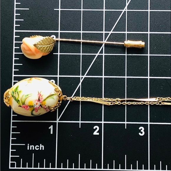 Adorable Egg Pendant & Floral Stick pin - Picture 9 of 16